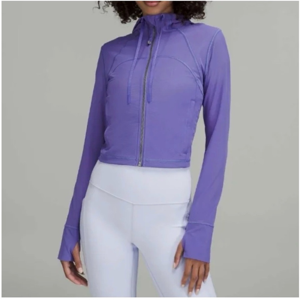 Lululemon Cropped Define Mesh Jacket Nulu Sz 2 Small Dark Lavender Purple Zip
